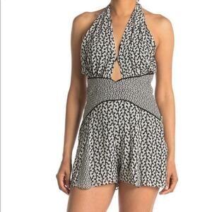 Reiss Mali-Mono Mixed Halter Neck Romper NWT